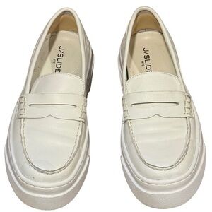 J/SLIDES Ava Sneaker White Leather Platform Loafer Size 7